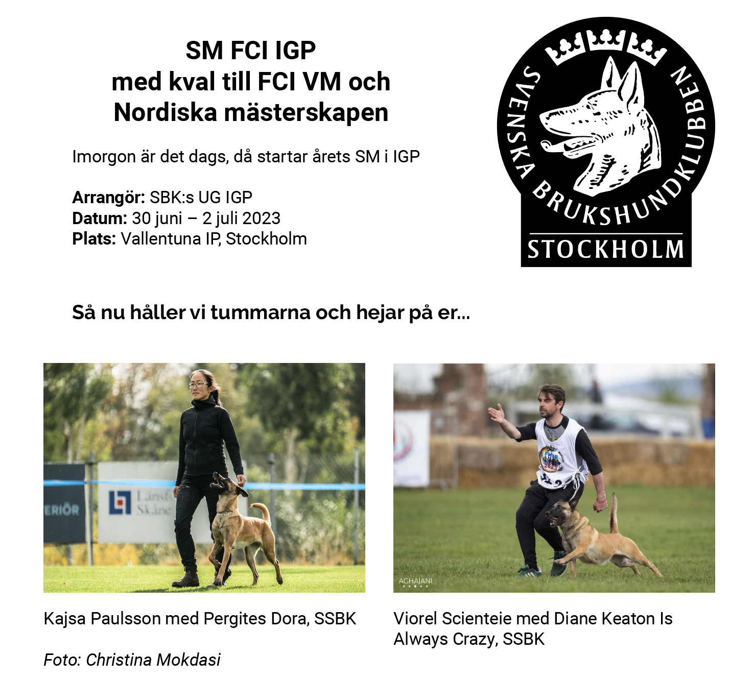 FCI IGP SM o VM kval 2023 FCI IGP SM o VM kval 2023